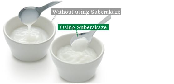 Comparison of viscosity with and without using Suberakaze