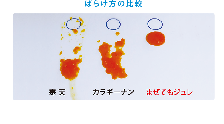 まぜてもジュレのばらけかたの比較